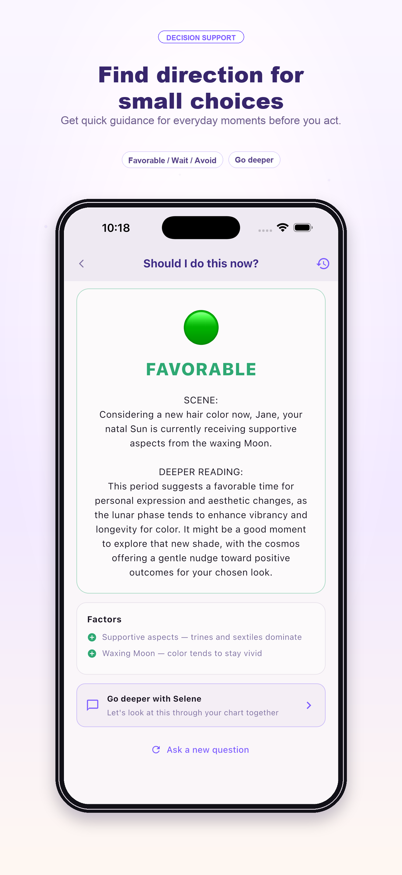 Quick decision support screen
